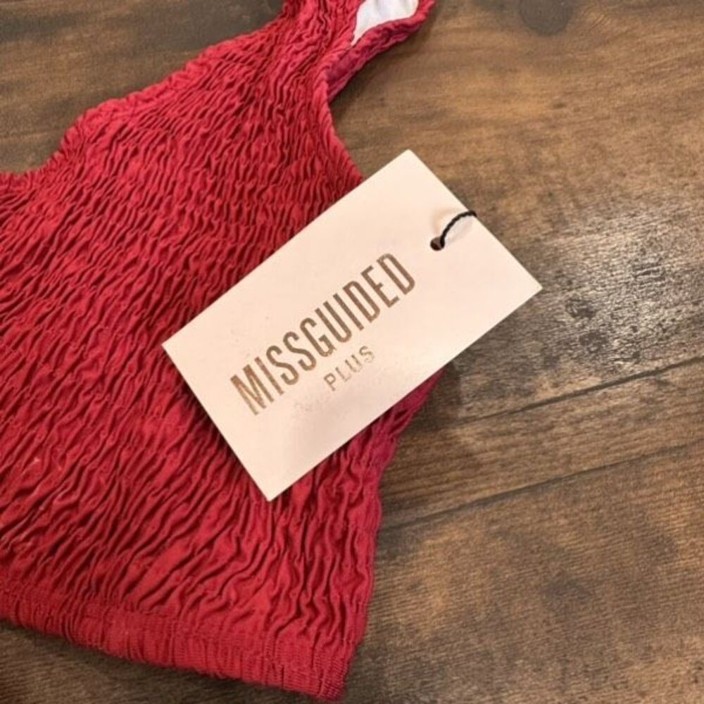 NWT Missguided Plus crinkle bikini in rust Red Size 16 XL - Picture 6 of 9